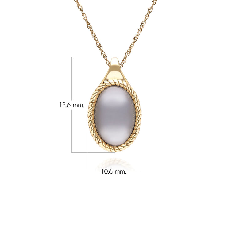 Collier pendentif Classique avec pierre de lune noire ovale en or jaune 9 carats