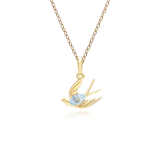 Collana ECFEW™ Creator Hummingbird in argento sterling 925 con topazio azzurro