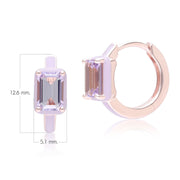 Orecchini a cerchio in smalto viola e ametista ottagonale Siberian Waltz in vermeil oro rosa