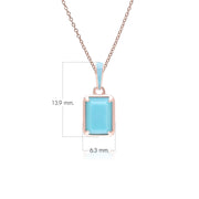 Ciondolo ottagonale in smalto blu e turchese "Valzer Siberiano" in vermeil oro rosa