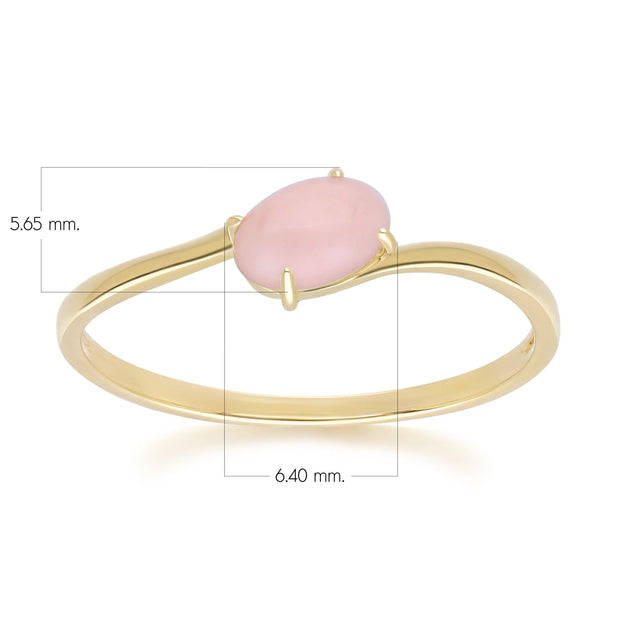 Anello classico con opale rosa ovale in oro giallo da 9 ct