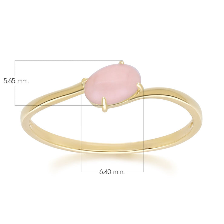 Anello classico con opale rosa ovale in oro giallo da 9 ct