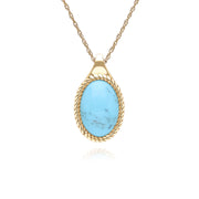 Collier pendentif Classique avec ovale turquoise en or jaune 9 carats