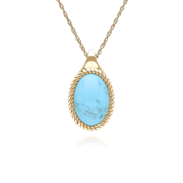 Collier pendentif Classique avec ovale turquoise en or jaune 9 carats