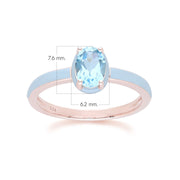 Anello in smalto blu Siberian Waltz e topazio blu ovale in oro rosa vermeil