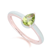 Anello a forma di pera in smalto verde e peridoto Siberian Waltz in vermeil oro rosa