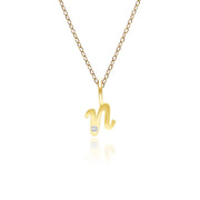 Ciondolo con lettera N dell'alfabeto in oro giallo da 9 ct con diamante