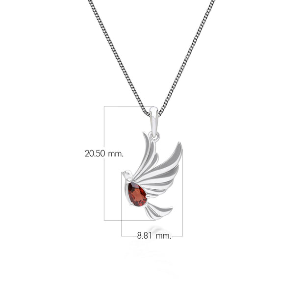 Collana ECFEW™ Creator Colomba in argento sterling 925 con granato