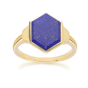 Bague Grand Déco Hexagone Lapis Lazuli en Or Vermeil