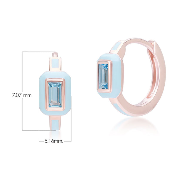 Orecchini a cerchio per valzer siberiano in argento sterling placcato oro rosa pregiato con smalto blu e topazio azzurro svizzero