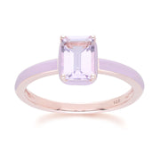 Anello Siberian Waltz in smalto viola e ametista ottagonale in oro rosa vermeil