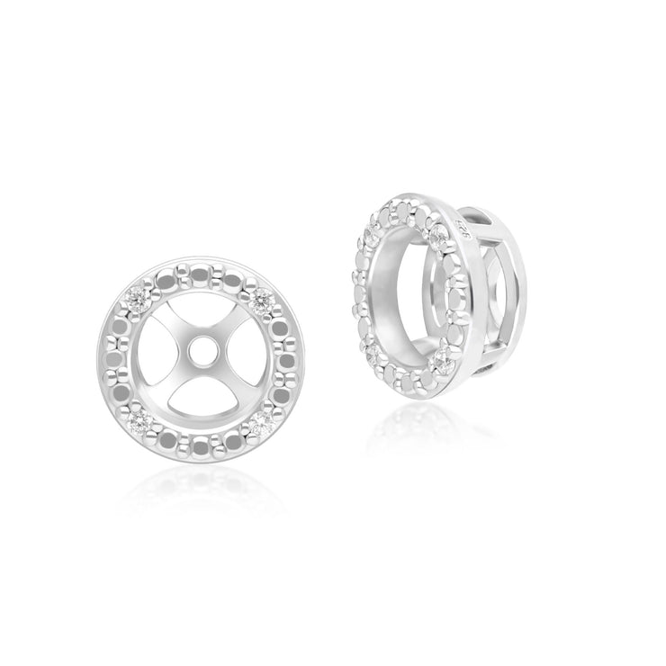 Boucles d'Oreilles Jacket Classic en Or Blanc 9ct avec Diamants