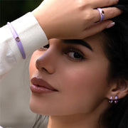 Bracciale rigido Siberian Waltz in smalto viola e ametista ottagonale in vermeil oro rosa