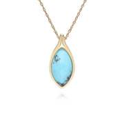 Collier pendentif classique en or jaune 9 carats avec turquoise marquise
