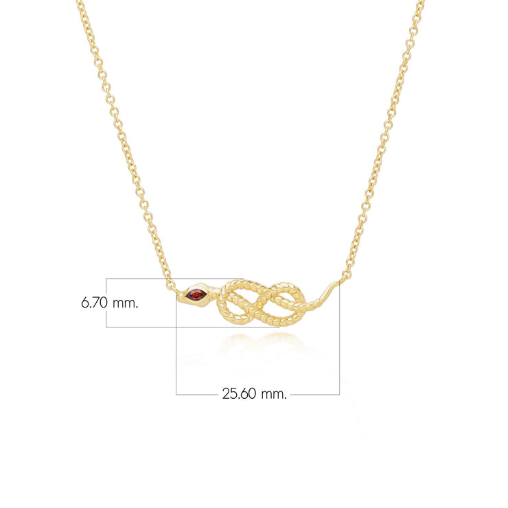 Collana con pendente serpente a spirale ECFEW™ in argento sterling 925 con granato