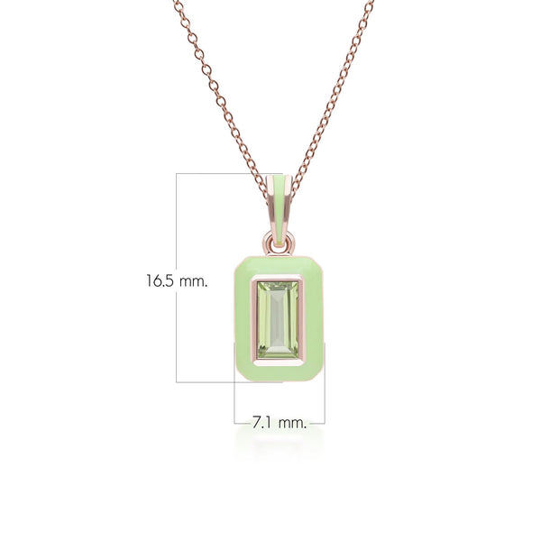 Pendentif Siberian Waltz en émail vert et péridot baguette en argent sterling doré à l'or fin rose