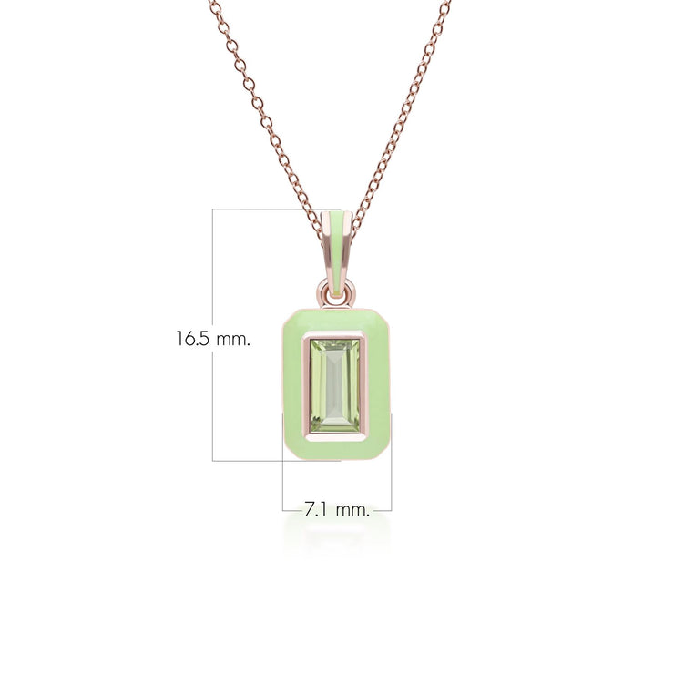 Pendentif Siberian Waltz en émail vert et péridot baguette en argent sterling doré à l'or fin rose