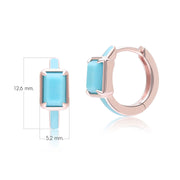 Orecchini a cerchio ottagonali in smalto blu e turchese Siberian Waltz in vermeil oro rosa