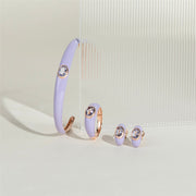 Bracciale rigido Siberian Waltz in smalto viola e ametista ottagonale in vermeil oro rosa