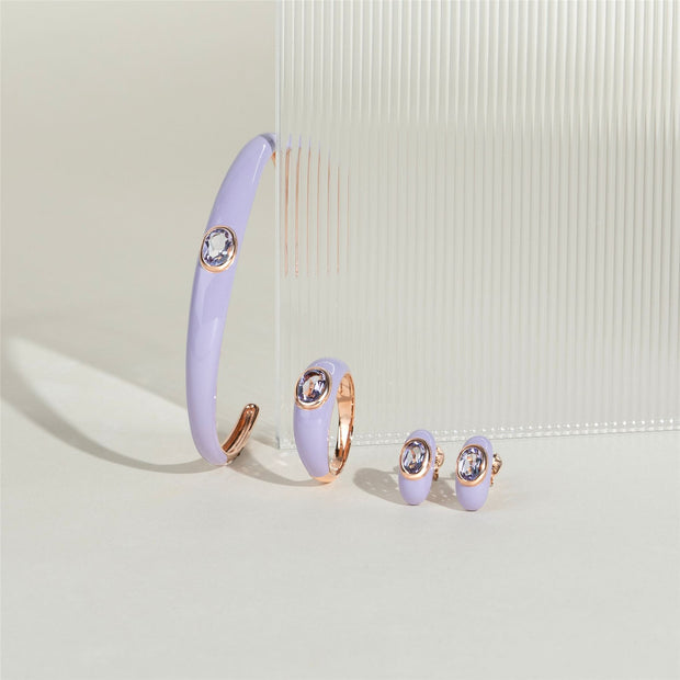 Bracciale rigido Siberian Waltz in smalto viola e ametista ottagonale in vermeil oro rosa