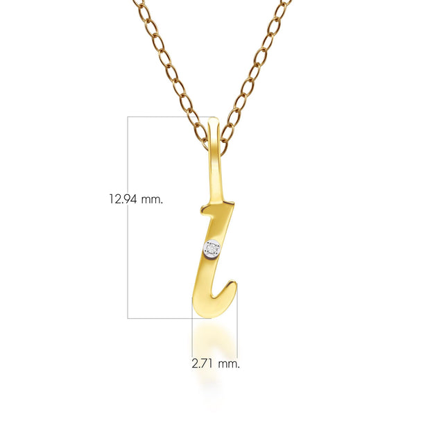 Ciondolo con lettera L dell'alfabeto in oro giallo da 9 ct con diamante