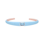 Bracciale rigido Siberian Waltz in smalto blu e topazio azzurro cielo ottagonale in vermeil oro rosa