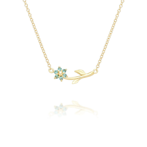 Collana floreale con tralci e smeraldi in oro giallo da 9 ct