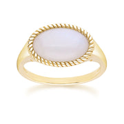 Bague classique avec pierre de lune arc-en-ciel ovale en or jaune 9 carats