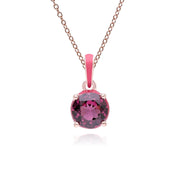Ciondolo Valzer Siberiano in smalto rosa e rodolite rotonda in vermeil oro rosa