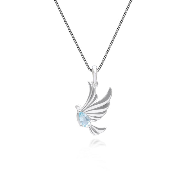 Collana ECFEW™ Creator Colomba in argento sterling 925 con topazio azzurro