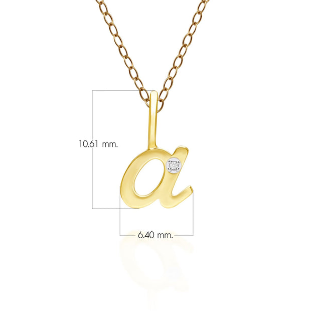 Ciondolo con lettera A dell'alfabeto in oro giallo da 9 ct con diamante