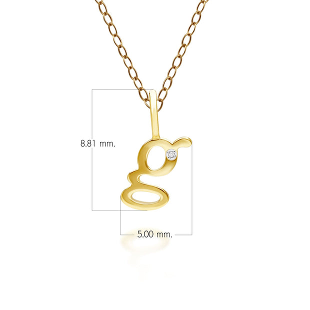 Ciondolo con lettera G dell'alfabeto in oro giallo da 9 ct con diamante