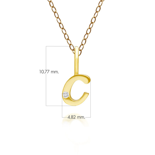 Ciondolo con lettera C dell'alfabeto in oro giallo da 9 ct con diamante