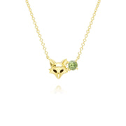 Pendentif renard Gardenia en or jaune 9 carats avec Peridot