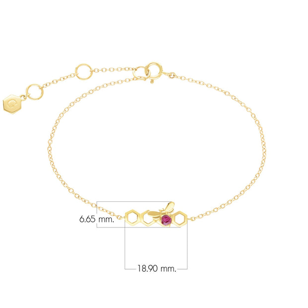 Bracciale stile nido d'ape in oro giallo da 9 ct con rubino