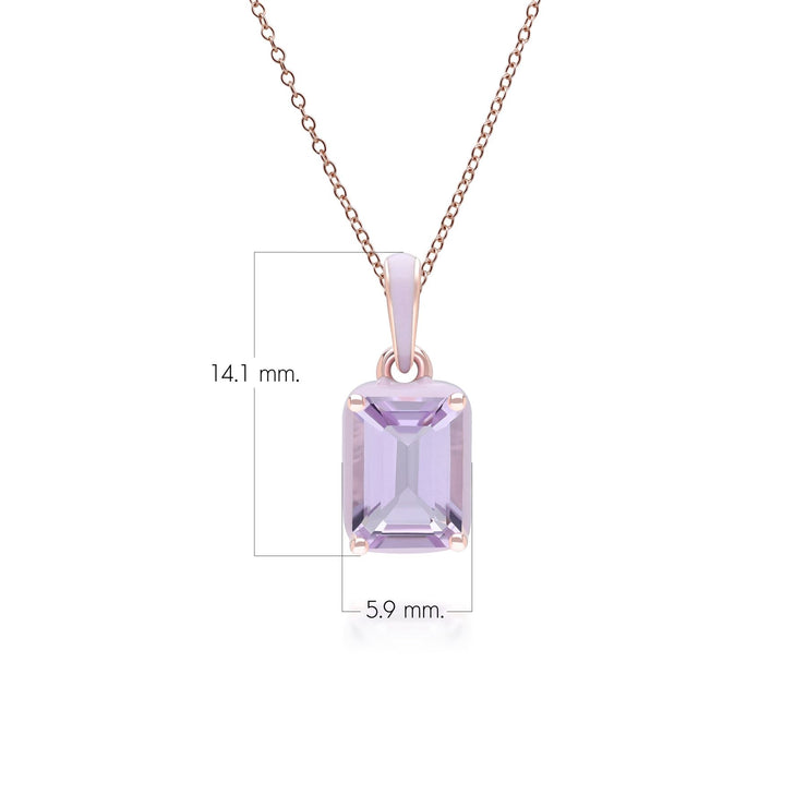 Ciondolo Siberian Waltz in smalto viola e ametista ottagonale in vermeil oro rosa