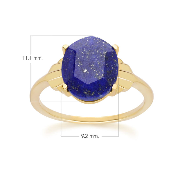 Bague Ovale Lapis Lazuli Grand Déco en Or Vermeil