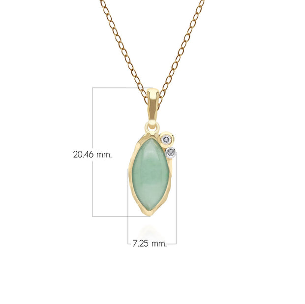 Ciondolo irregolare in argento sterling dorato con giada verde sfumata marchesa e topazio