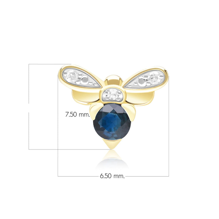 Spilla a forma di ape in stile nido d'ape in oro giallo da 9 ct con zaffiro blu e diamante