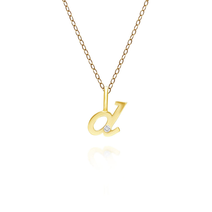 Ciondolo con lettera D dell'alfabeto in oro giallo da 9 ct con diamante