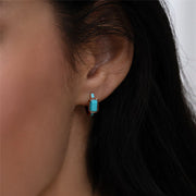 Orecchini a cerchio ottagonali in smalto blu e turchese Siberian Waltz in vermeil oro rosa