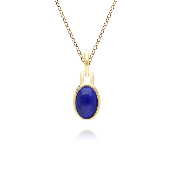 Pendentif Classique avec Lapis Lazuli en Or Jaune 9 carats