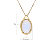 Collier pendentif Classique avec pierre de lune arc-en-ciel ovale en or jaune 9 carats