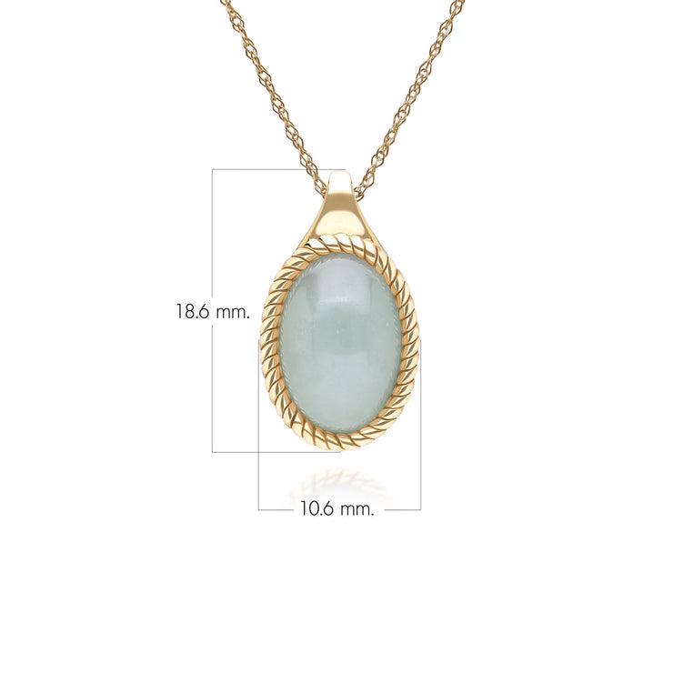Collier pendentif Classique avec jadéite verte ovale en or jaune 9 carats