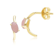 Orecchini a mezzo cerchio classici ovali con opale rosa in oro giallo da 9 ct