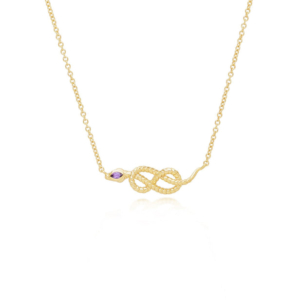 Collana con pendente serpente a spirale ECFEW™ in argento sterling 925 con ametista