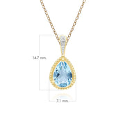 Collier pendentif coeur classique en or jaune 9 carats avec topaze ovale et diamants