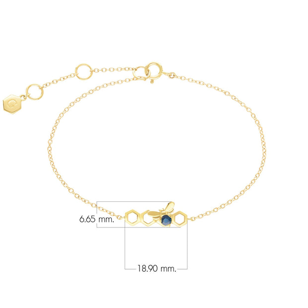 Bracciale stile nido d'ape in oro giallo da 9 ct con zaffiro