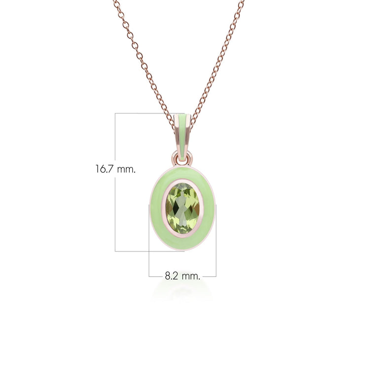 Pendentif Siberian Waltz en émail vert et péridot ovale en argent sterling doré à l'or fin rose