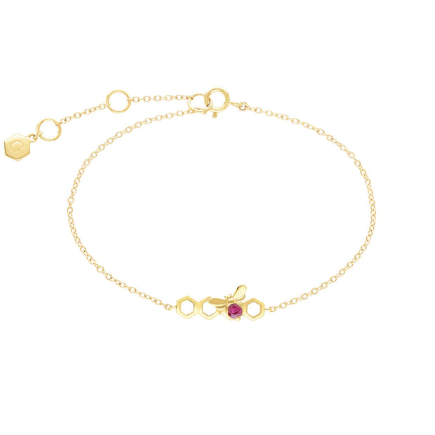 Bracciale stile nido d'ape in oro giallo da 9 ct con rubino